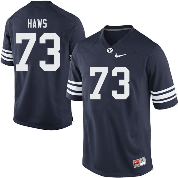 Men #73 Caden Haws BYU Cougars College Football Jerseys Sale-Navy
